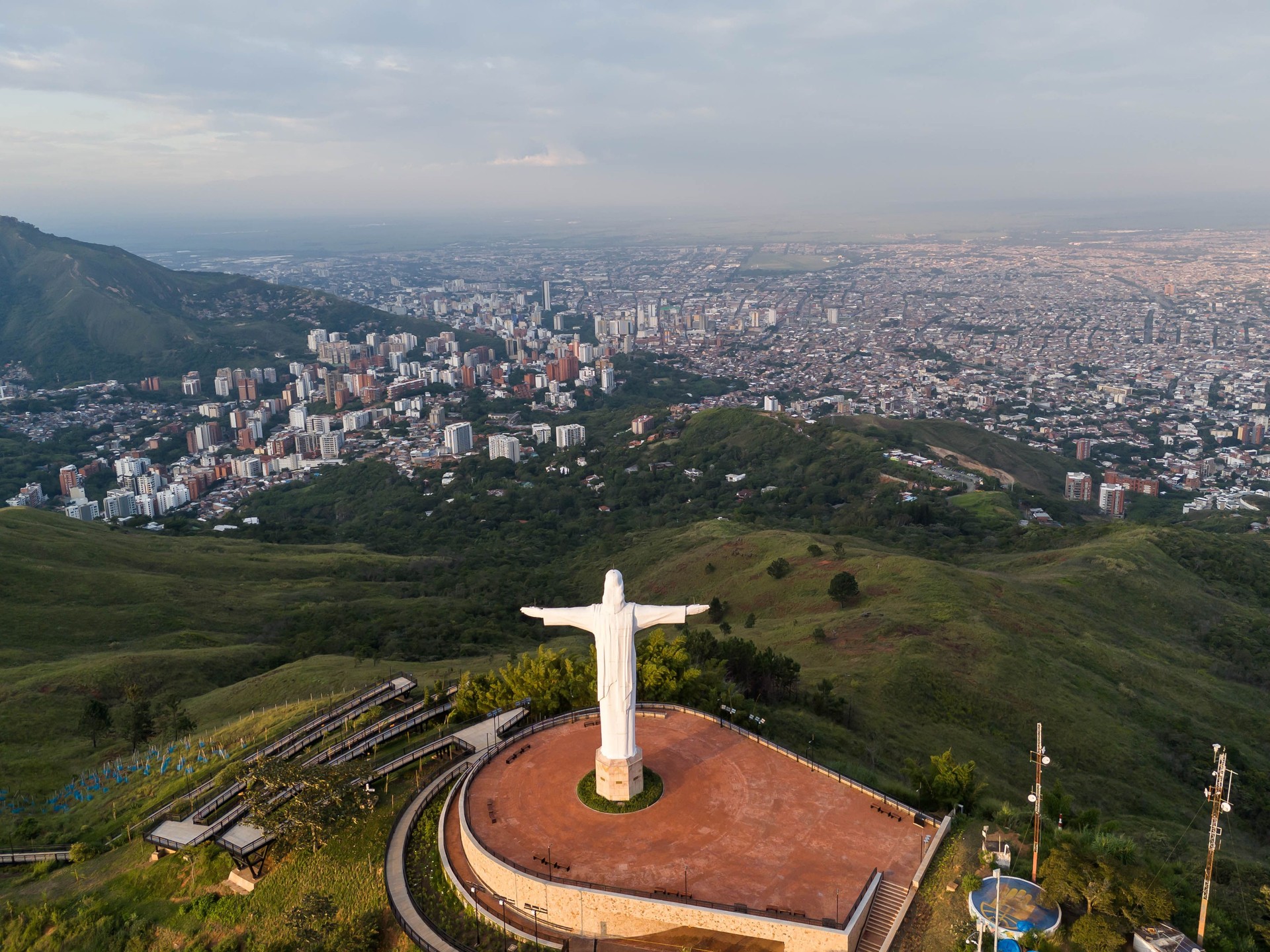 Cristo Rey statue, overlooking city of Cali, Colombia from a hill